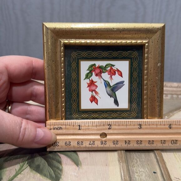 Vintage 1996 Heartfelt Collection Hummingbirds Blue Throat Framed Miniature - Picture 4 of 7